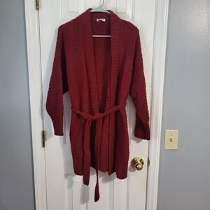 Wonderly Deep Red Textured Cardigan